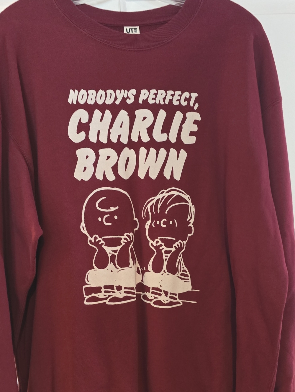 Maroon "Nobody's Perfect, Charlie Brown" Mens Sweatshirt